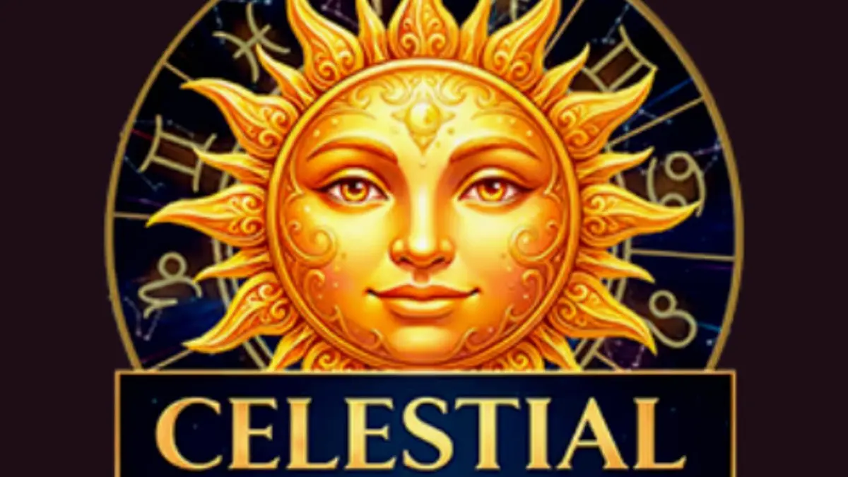 Tampilan visual slot Celestial Revolutions dengan tema zodiak dan kosmik