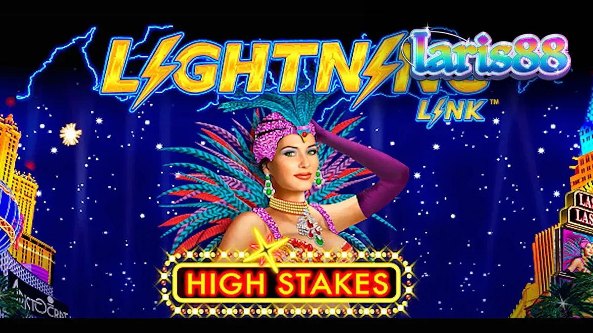 Tampilan antarmuka seluler permainan slot Lightning Link High Stakes dengan elemen visual mewah.